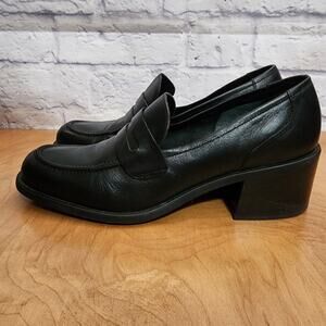Vintage Y2K Chunky Heel Platform Penny Loafers Womens Size 9.5 Edgy Chic Preppy